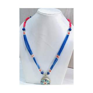 Bead necklace with pendant NWM-25